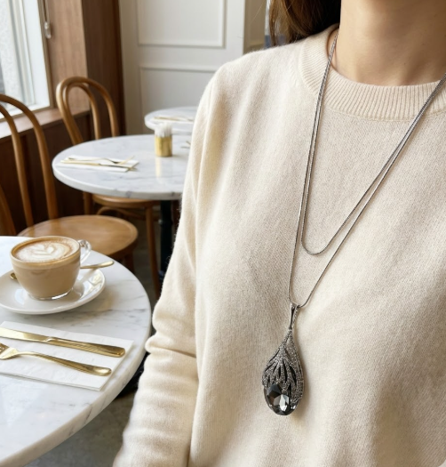 SilverHaze Long Crystal Necklace