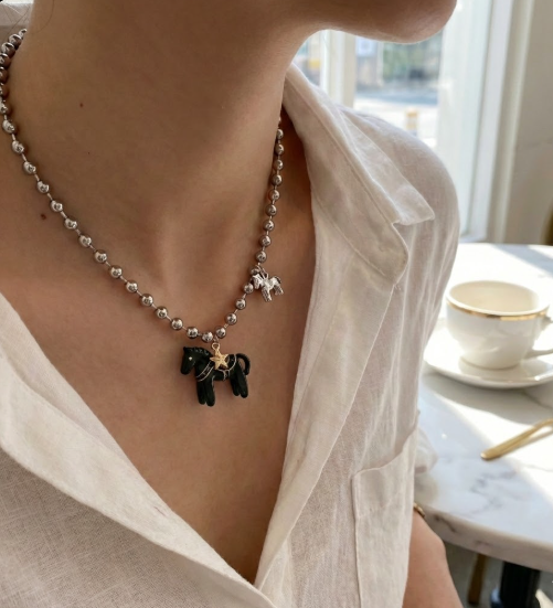 Enchanted Colt Enamel Choker Necklace