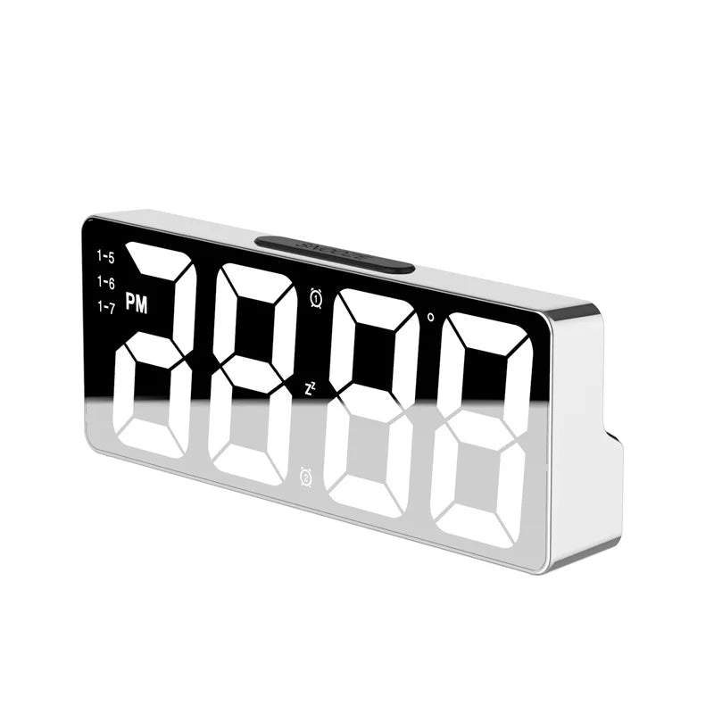 MirrorGlow LED Digital Alarm Clock with Temperature Display