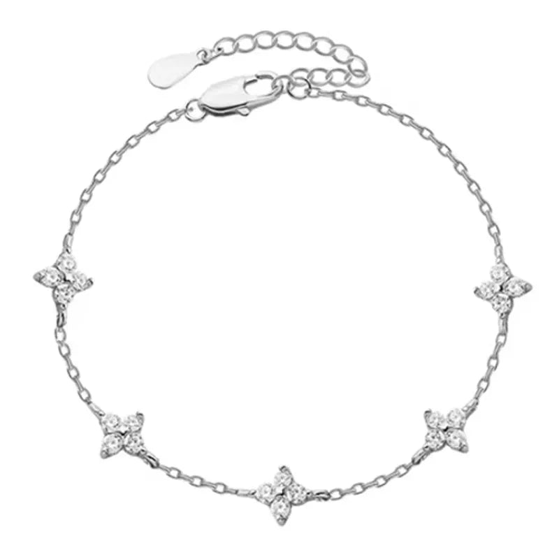 LuckyBloom Crystal Four-Leaf Bracelet
