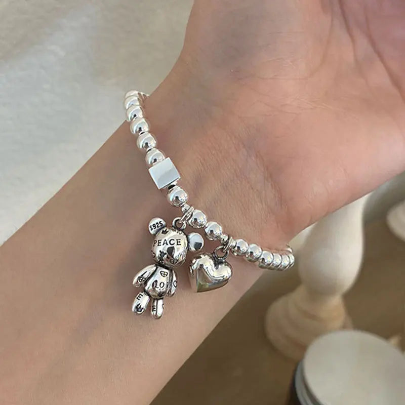 Silver Bear Charm Bracelet