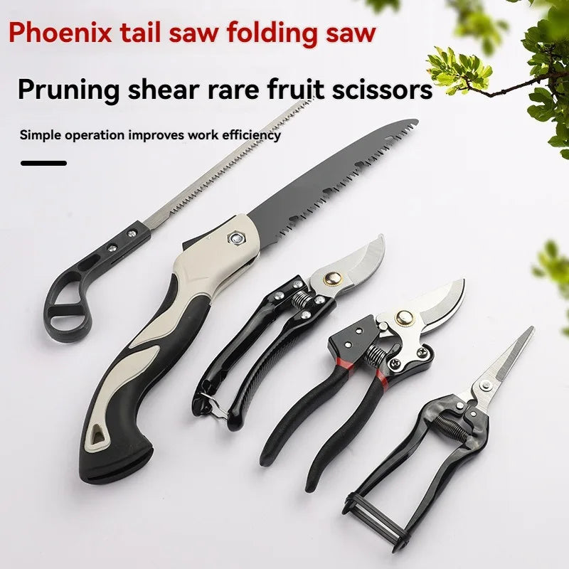 Gardening Five-Piece Tool Set – Pruning Scissors, Folding Saw & Toolbox for Flower Planting