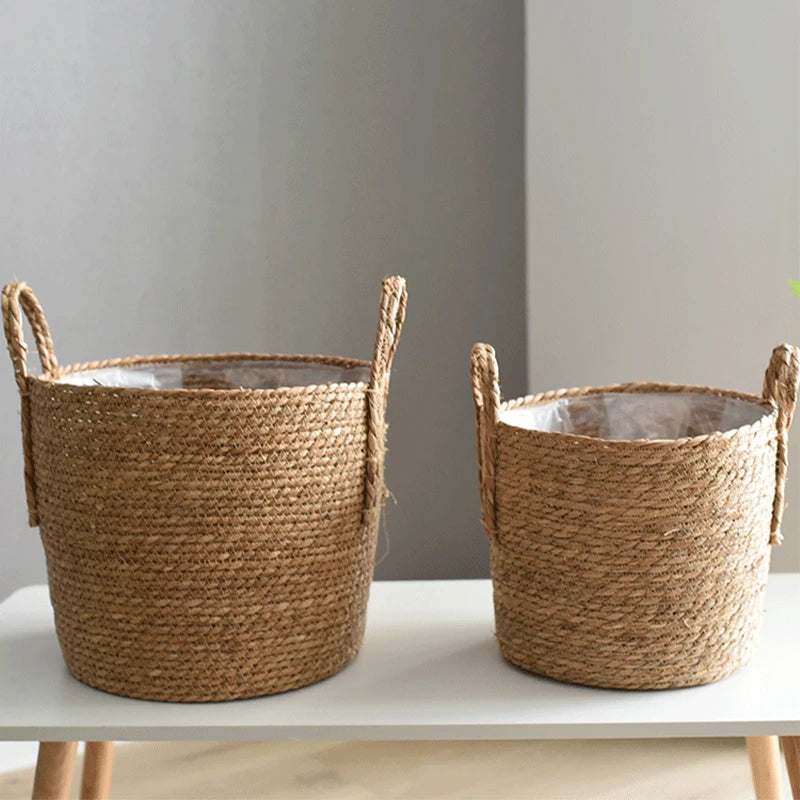 Nordic Weave Straw Planter Basket