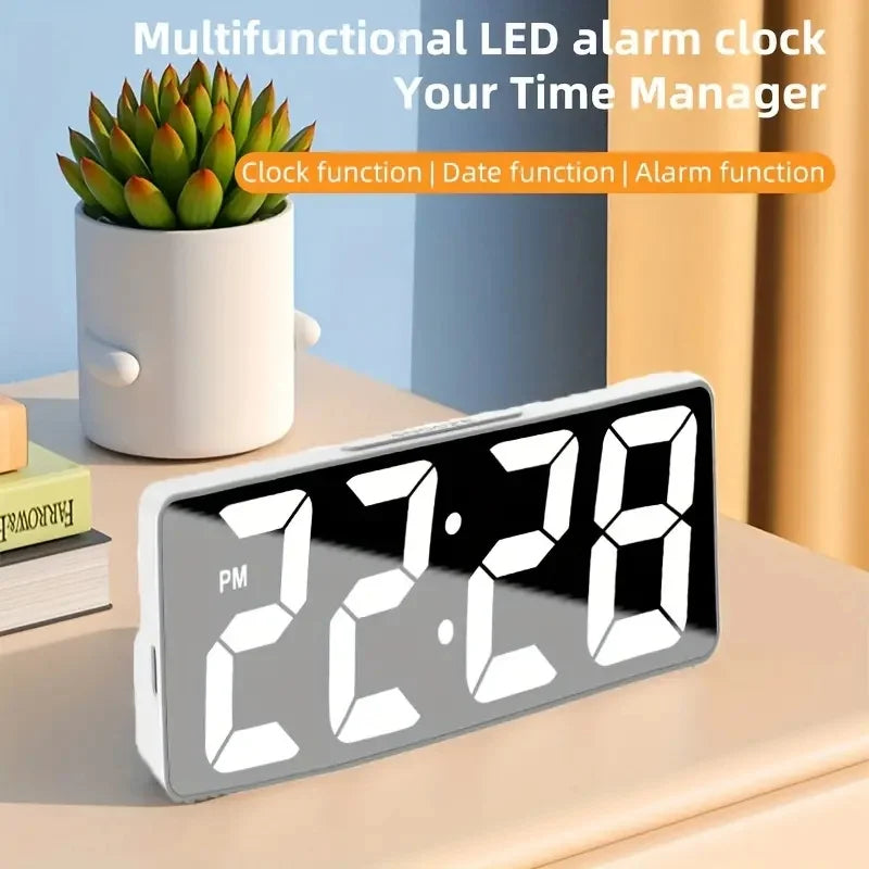 MirrorGlow LED Digital Alarm Clock with Temperature Display