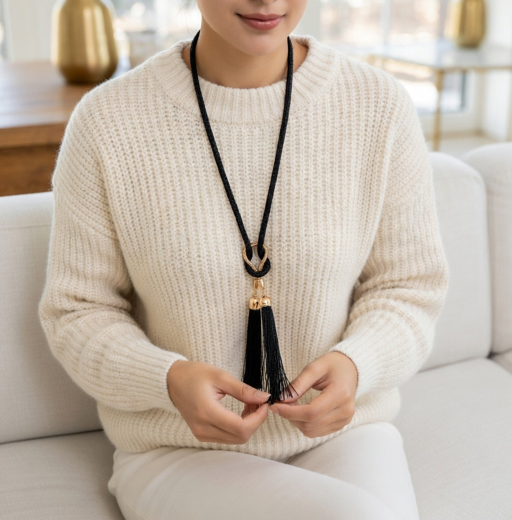 TasselCharm Long Pendant Necklace