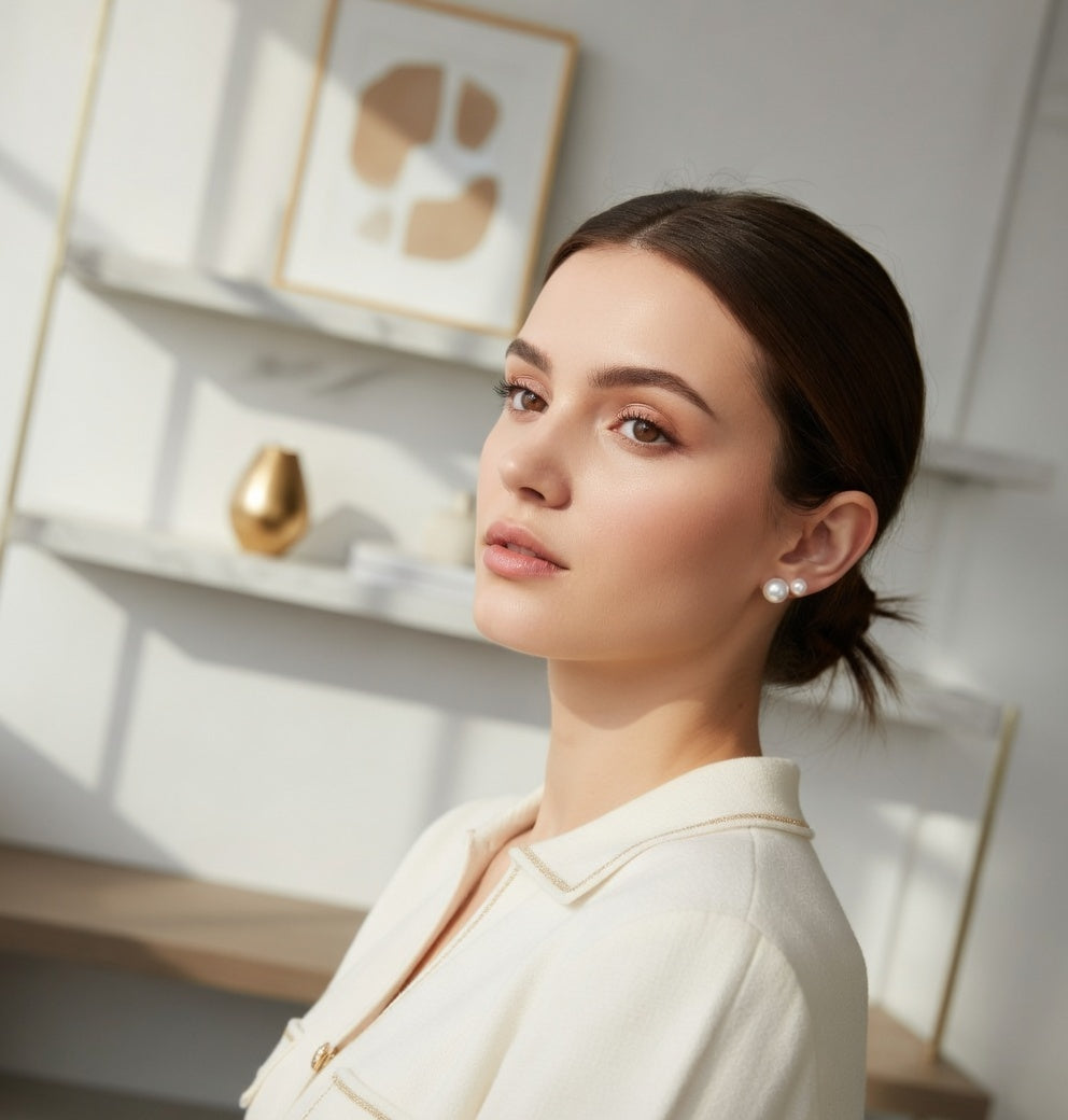 Luna Two-Sided Pearl Studs