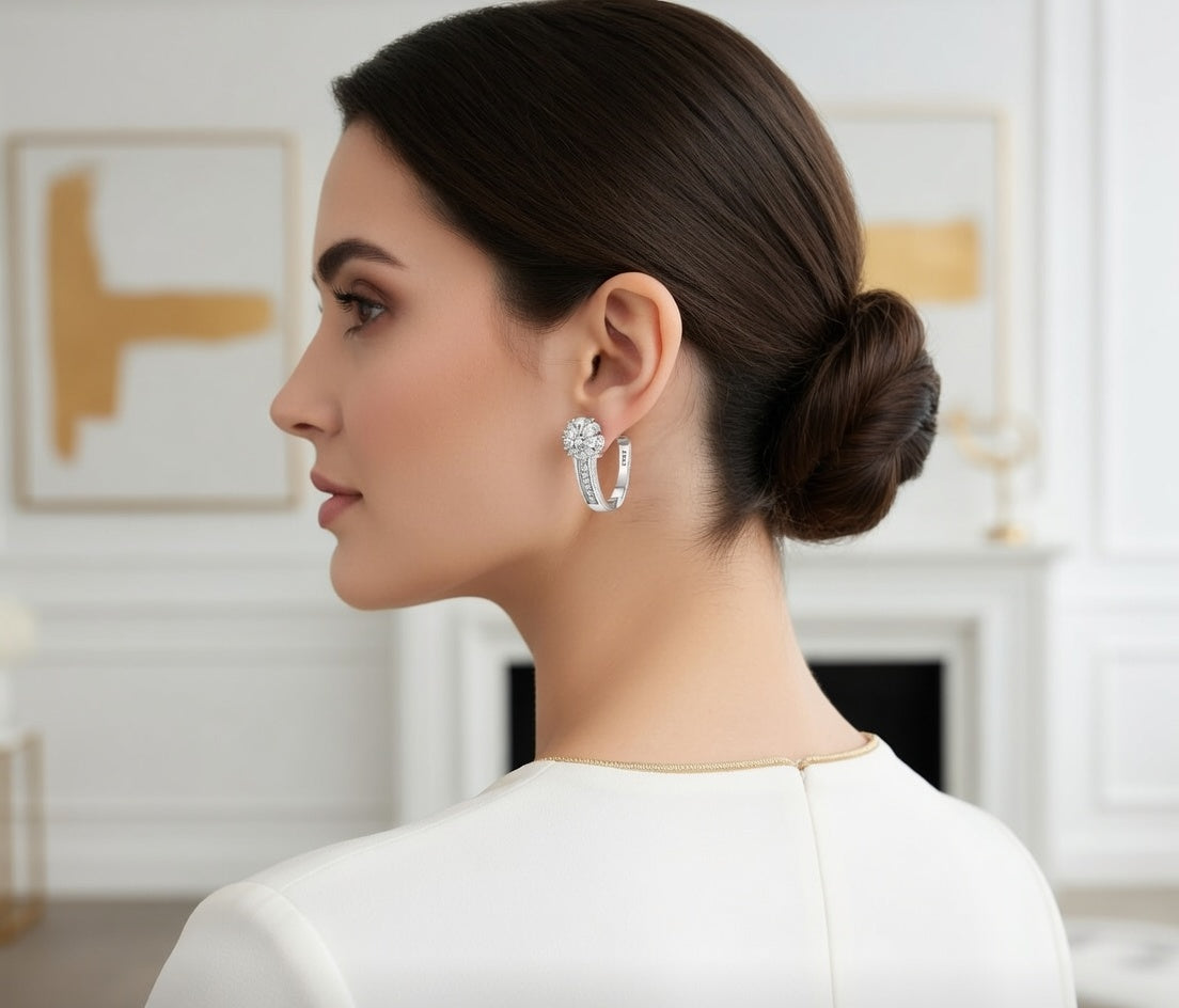 Andara Zircon Flower Hoops